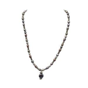 Purple Freshwater Pearl Necklace With Pendant Lobster Clasp Adjustable Chain